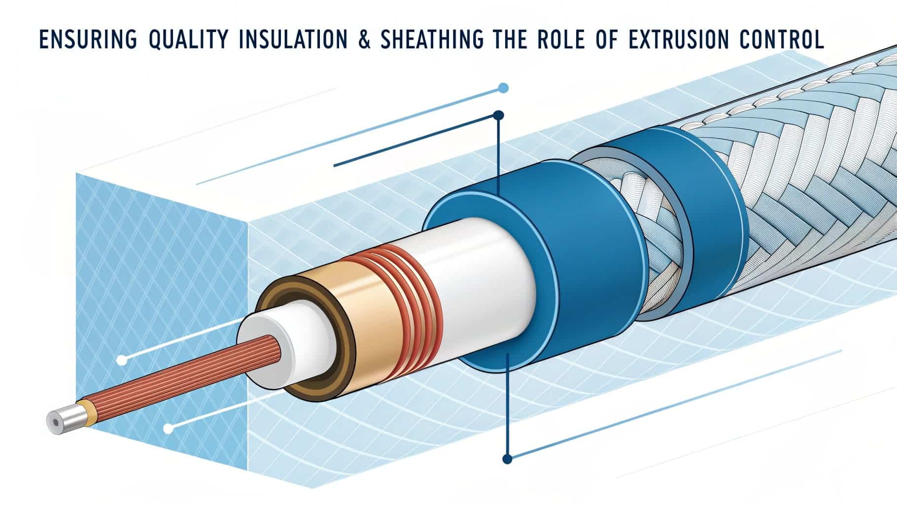 Cross-section of insulated cable, highlighting extrusion sheathing layers
