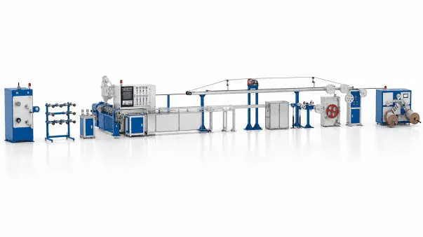 White-background reference view of the HK-30 IPC plus PLC control tight-buffered optical-fiber production line