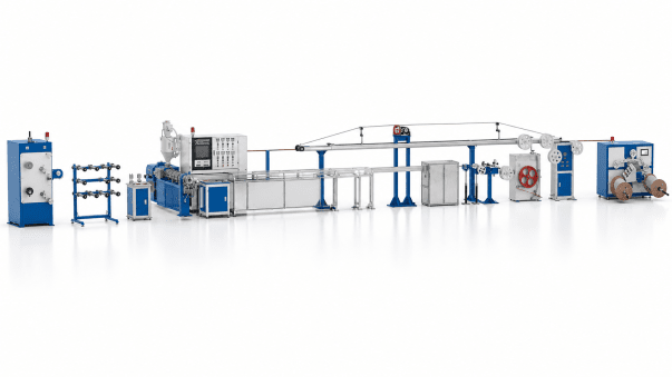 White-background reference view of the HK-30 IPC plus PLC control tight-buffered optical-fiber production line