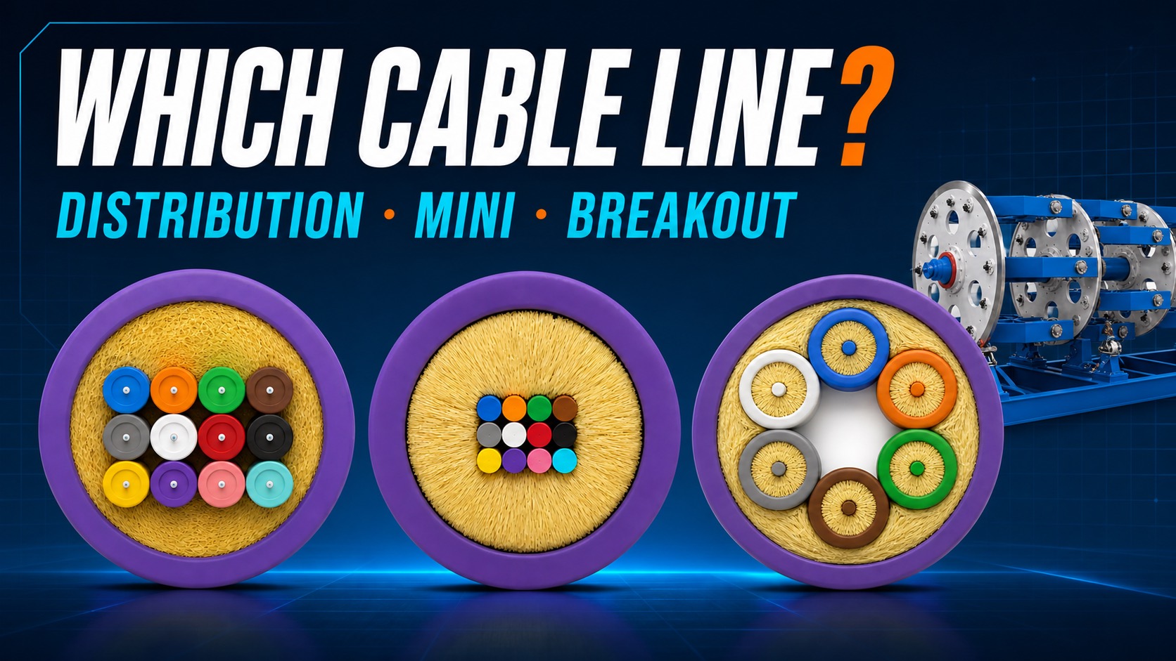 Distribution, compact mini and breakout fiber cable structures compared for production-line selection