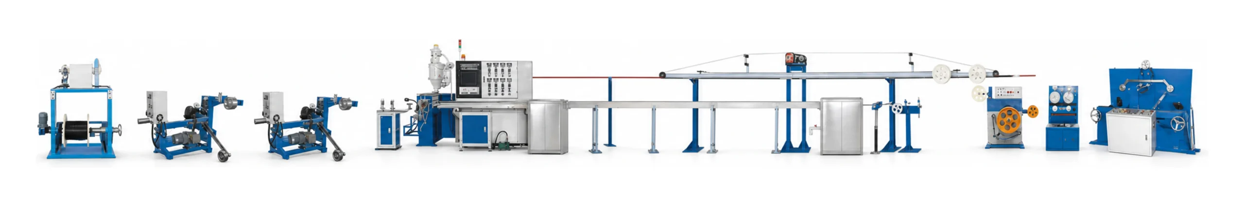 HONGKAI GYXTPY central tube cable production line shown as a complete equipment panorama