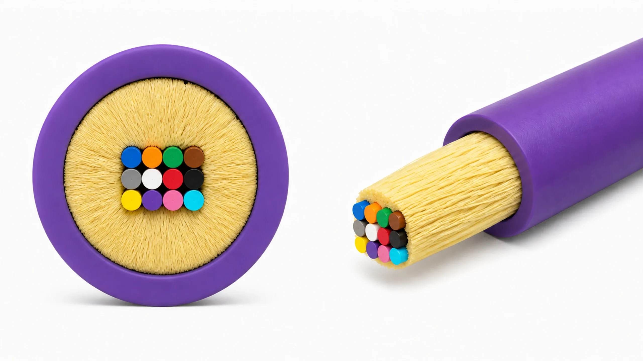 HONGKAI 3D cross-section of a 12-fiber GJFV compact indoor mini-bundle cable