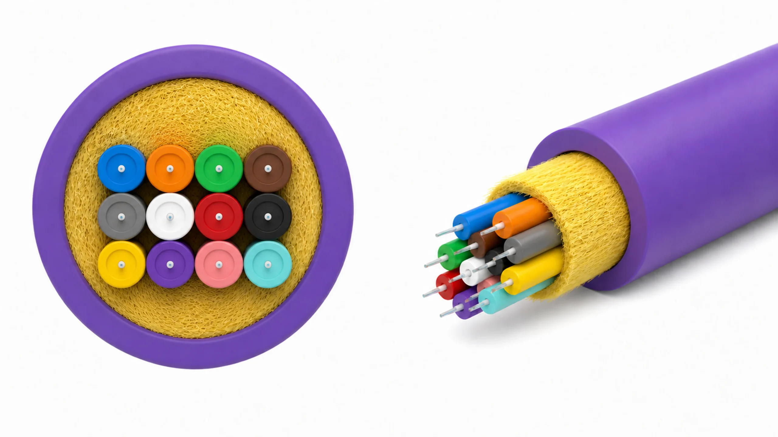 HONGKAI 3D cross-section of a 12-fiber indoor tight-buffered distribution cable
