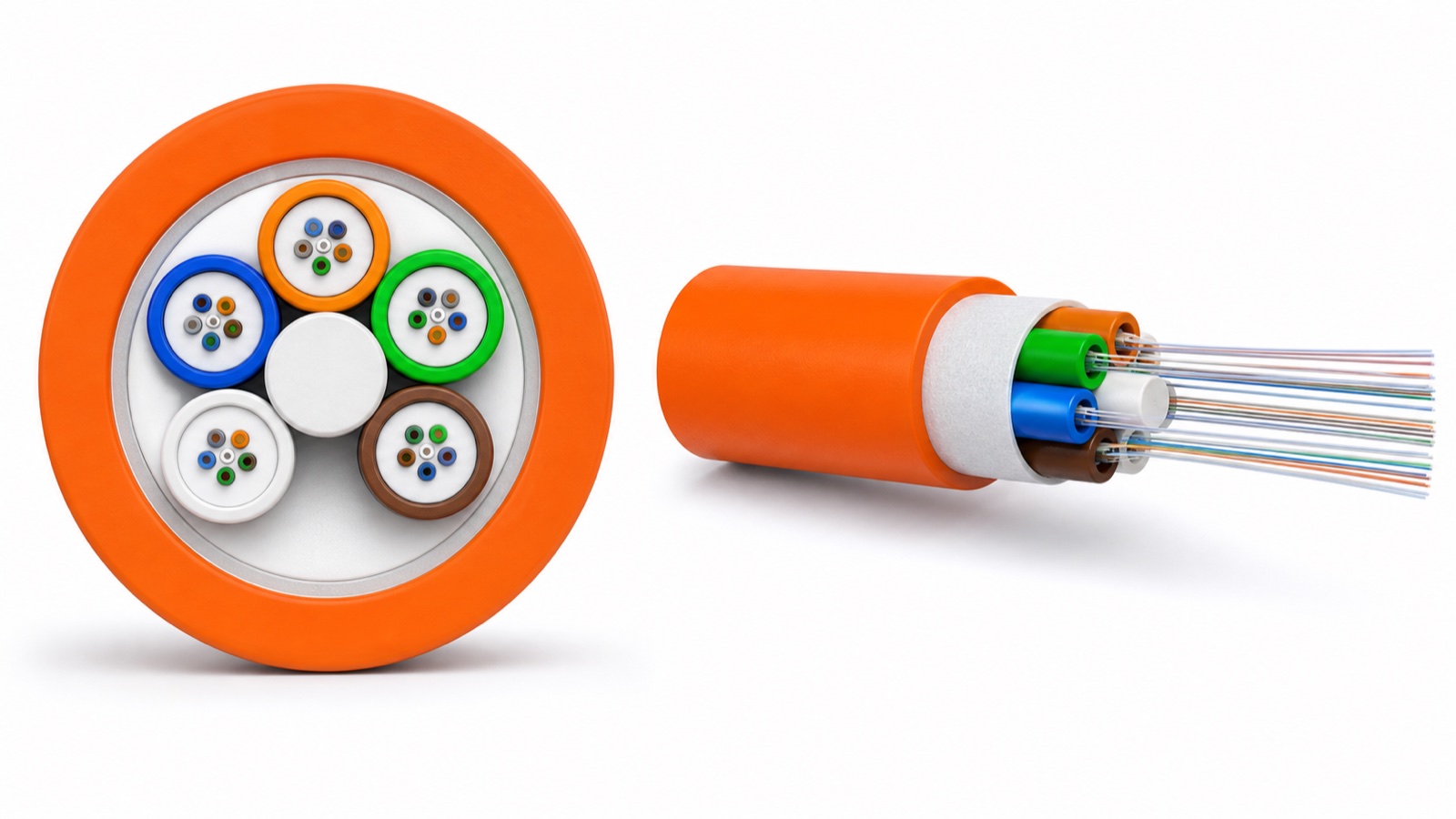 HONGKAI 3D cross-section of a five-tube stranded loose-tube microduct fiber optic cable