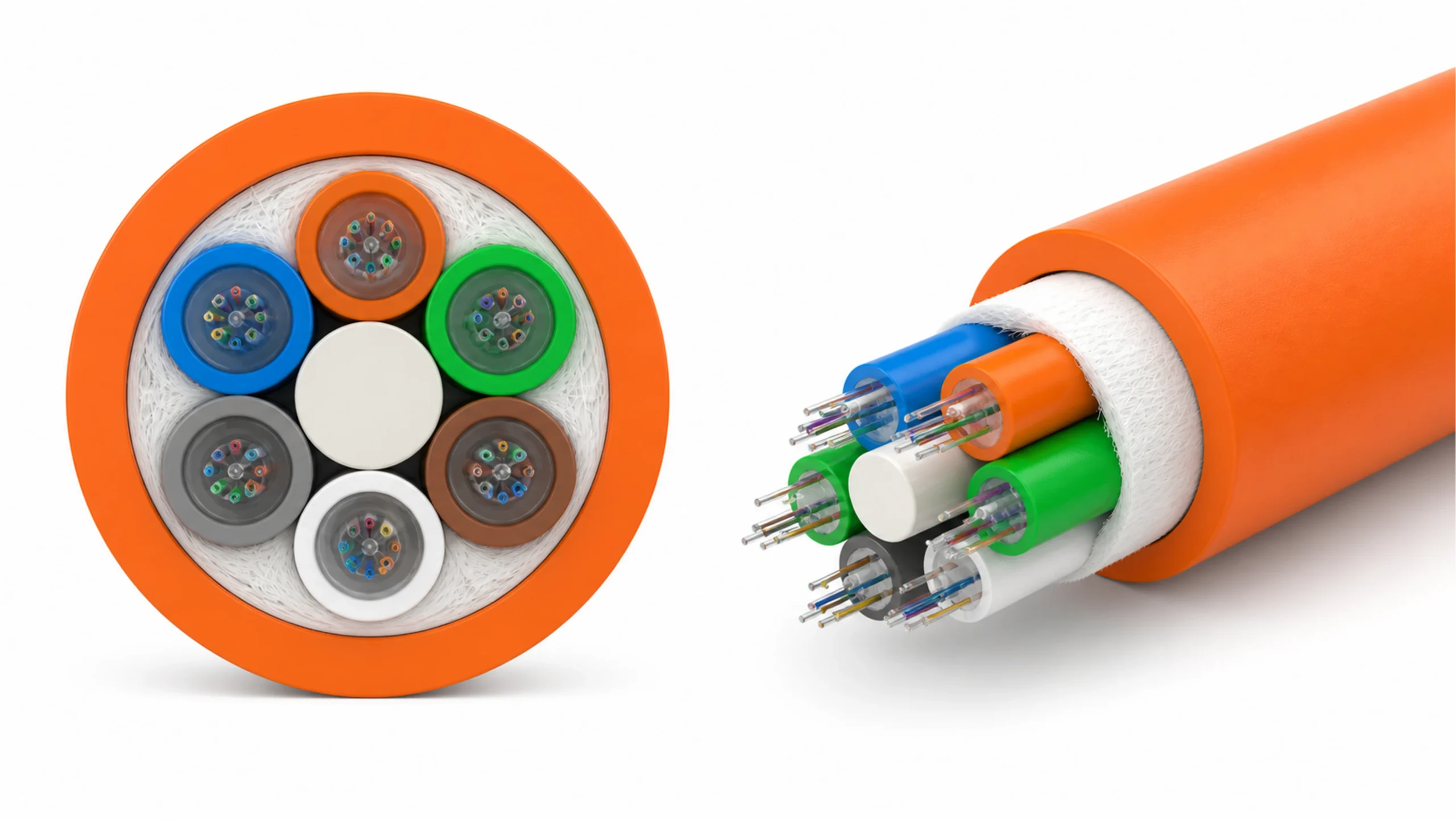Micro Cable 3D structure showing the compact stranded loose-tube construction and black outer sheath