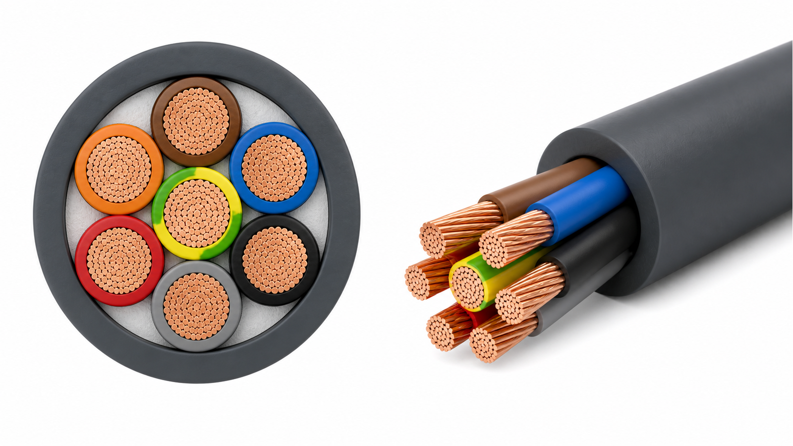 Seven-core PVC control cable structure