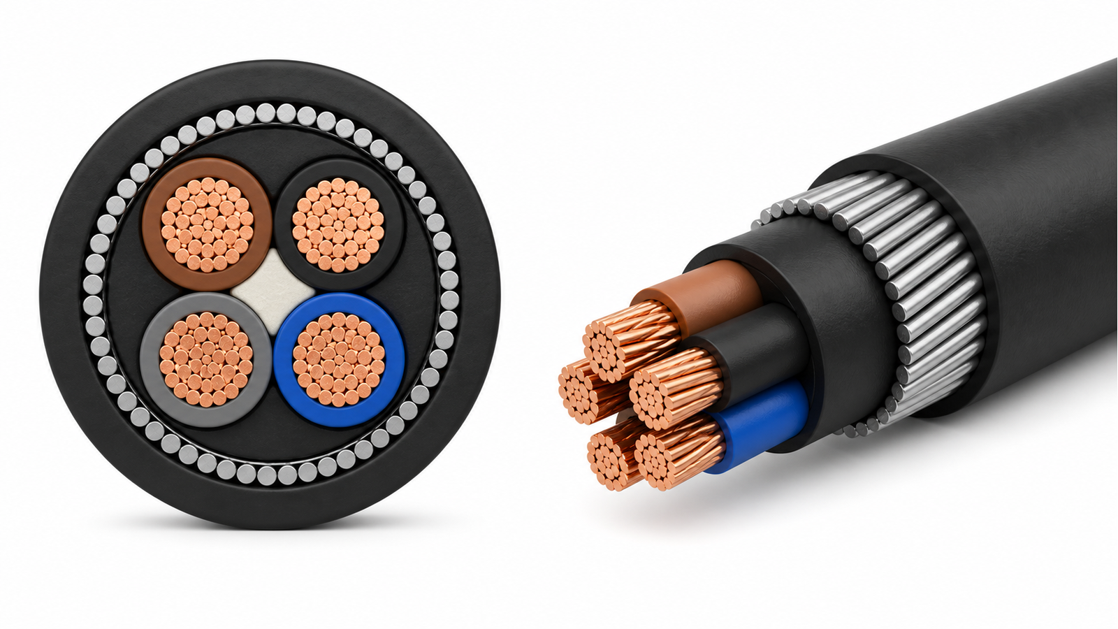 Four-core SWA armoured power cable structure