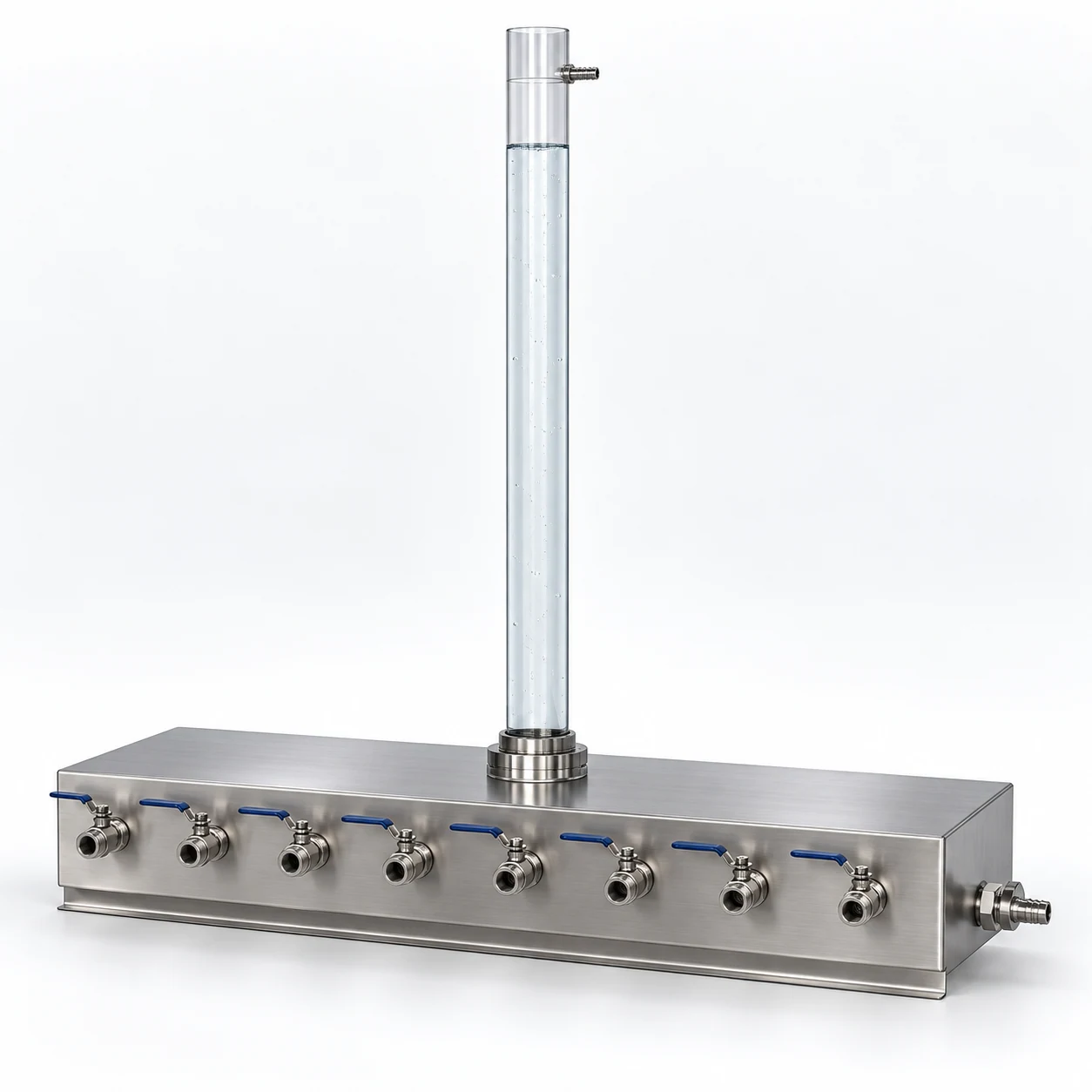 3D reference of a water penetration apparatus with vertical water-head column and manifold